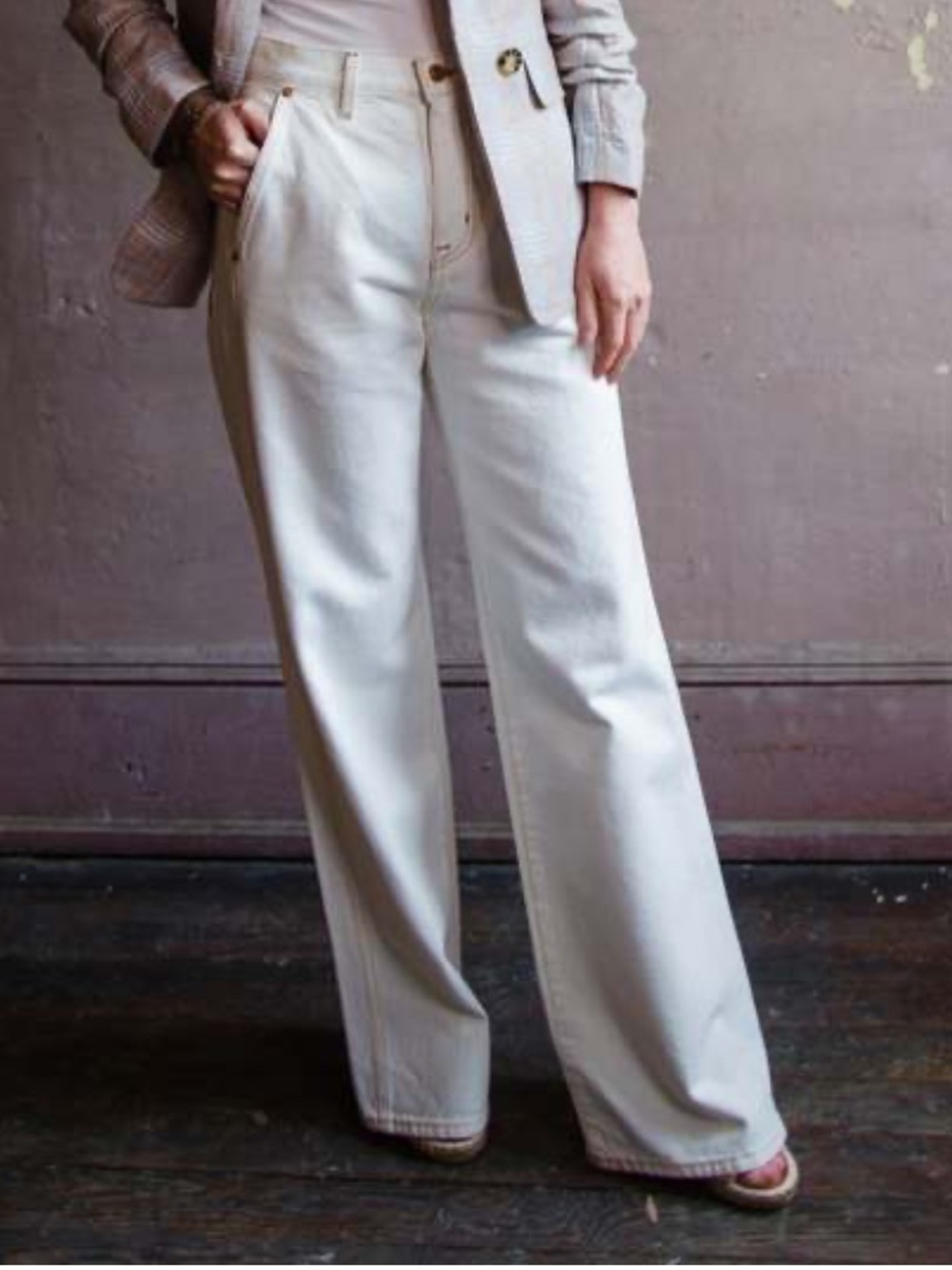 SLVRLAKE GRACE DOUBLE SEAM JEANS - NATURAL WHITE SZ 28